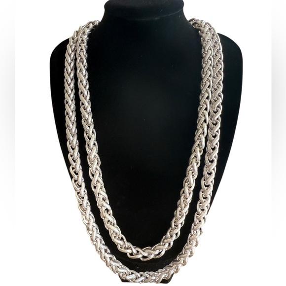 JONES NEW YORK Silver-Tone Braided Chain Necklace - Picture 1 of 11